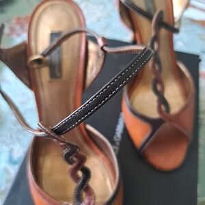 Dolce & Gabbana Two-Tone Brown and Black Braided-Strap Heels